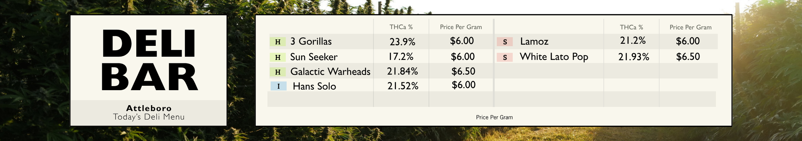 Cannabis Promo, Cannabis Sales, Cannabis Discounts, Cannabis on Sale, Deli Banner