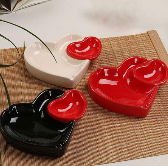 4.7" Ceramic Assorted Heart Shaped Ashtray Generic Glass