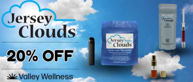 Cannabis Promo, Cannabis Sales, Cannabis Discounts, Cannabis on Sale, 20% off Jersey Clouds