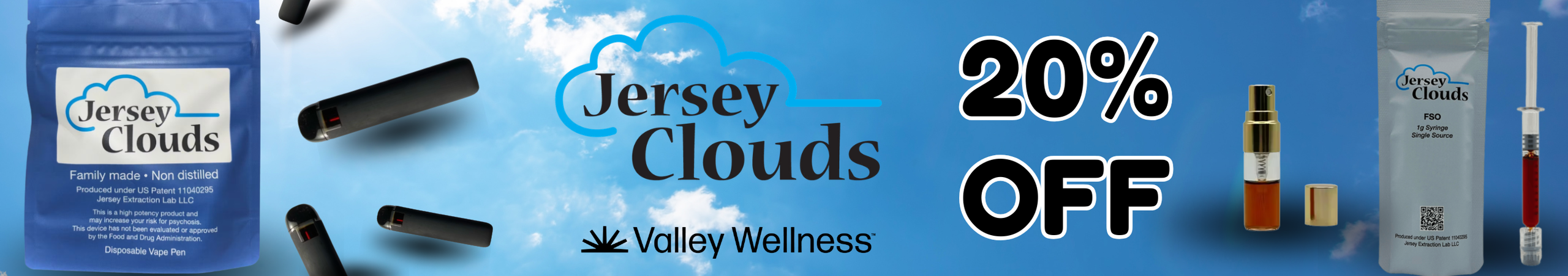 Cannabis Promo, Cannabis Sales, Cannabis Discounts, Cannabis on Sale, 20% off Jersey Clouds