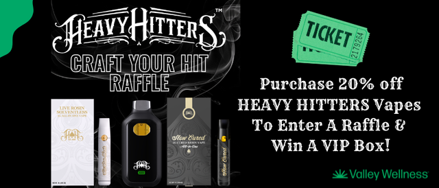 Cannabis Promo, Cannabis Sales, Cannabis Discounts, Cannabis on Sale, 20% off Heavy Hitters + Chance to WIN!