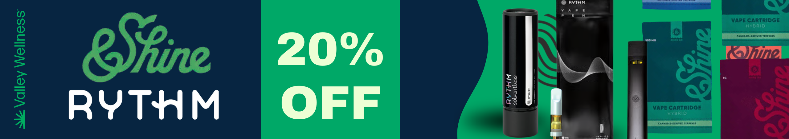 Cannabis Promo, Cannabis Sales, Cannabis Discounts, Cannabis on Sale, 20% off Rythm & &Shine Vapes