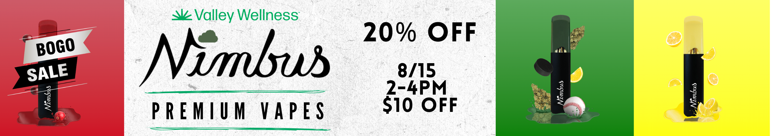 Cannabis Promo, Cannabis Sales, Cannabis Discounts, Cannabis on Sale, 20% off Nimbus