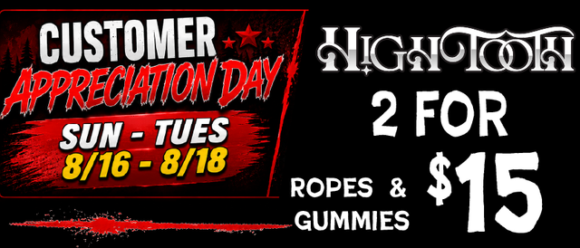 Cannabis Promo, Cannabis Sales, Cannabis Discounts, Cannabis on Sale, HighTooth Gummies/Ropes — 2/$15