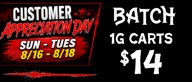 Cannabis Promo, Cannabis Sales, Cannabis Discounts, Cannabis on Sale, Batch 1g carts — $14