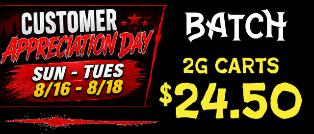 Cannabis Promo, Cannabis Sales, Cannabis Discounts, Cannabis on Sale, Batch 2g carts — $24.50