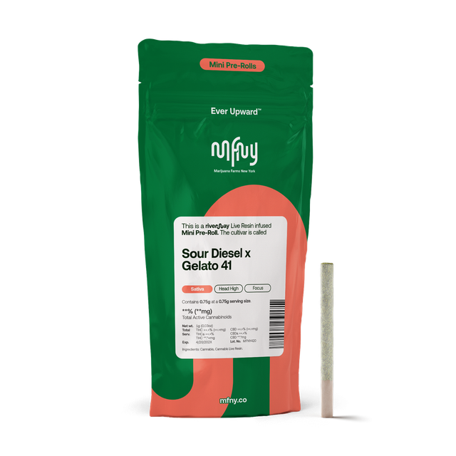Sour Diesel x Gelato 41 .75g Live Resin Infused Pre-Roll MFNY Sour Diesel x Gelato 41 .75g Live Resin Infused Pre-Roll MFNY