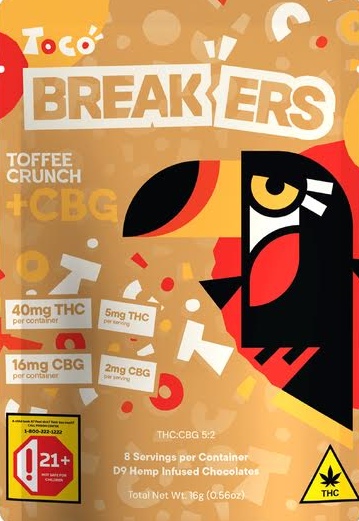 Toco Breakers Toffee Crunch Chocolate Bar EACH