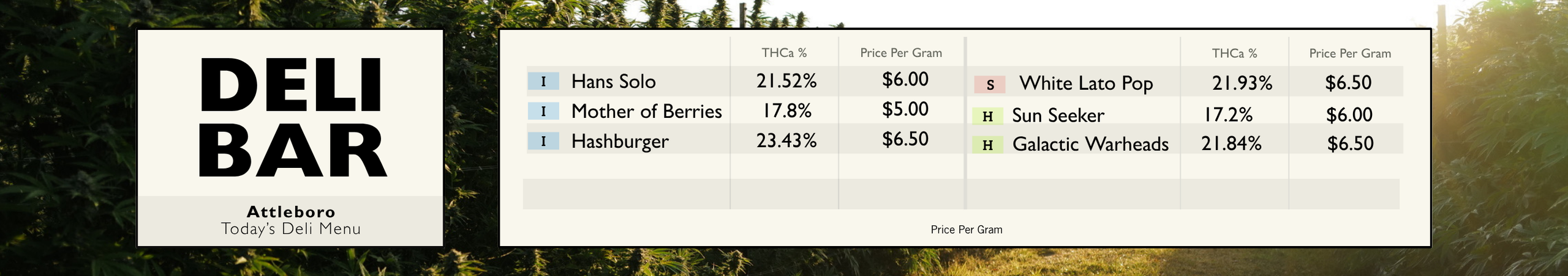 Cannabis Promo, Cannabis Sales, Cannabis Discounts, Cannabis on Sale, Deli Banner