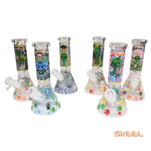 8" 420 Leaf EELien Beaker Bong SirEEL