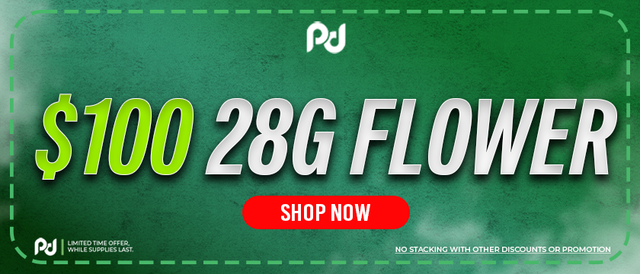 Cannabis Promo, Cannabis Sales, Cannabis Discounts, Cannabis on Sale, $100.00 28G Flower