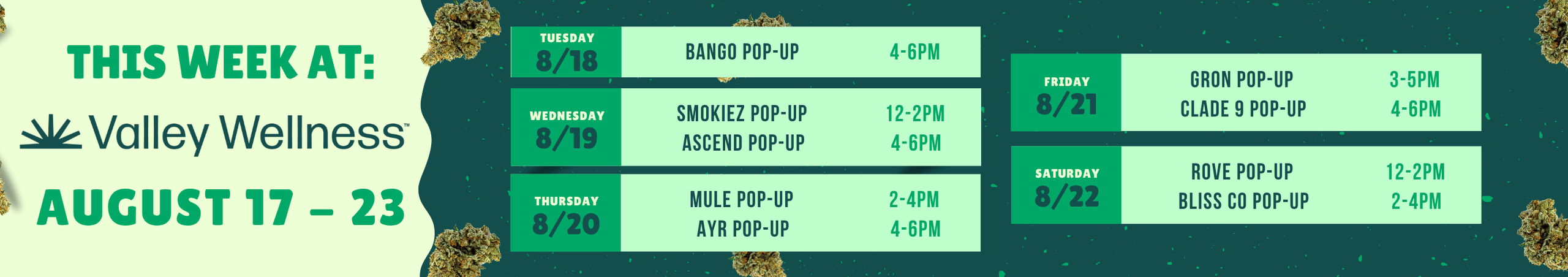 Cannabis Promo, Cannabis Sales, Cannabis Discounts, Cannabis on Sale, This Week, 8/17-8/23