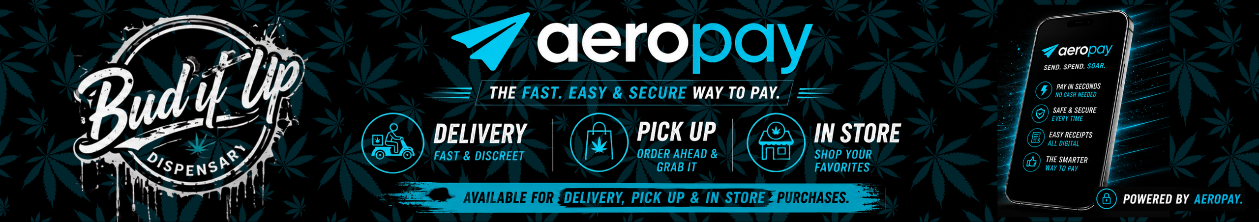 Cannabis Promo, Cannabis Sales, Cannabis Discounts, Cannabis on Sale, Aeropay Banner