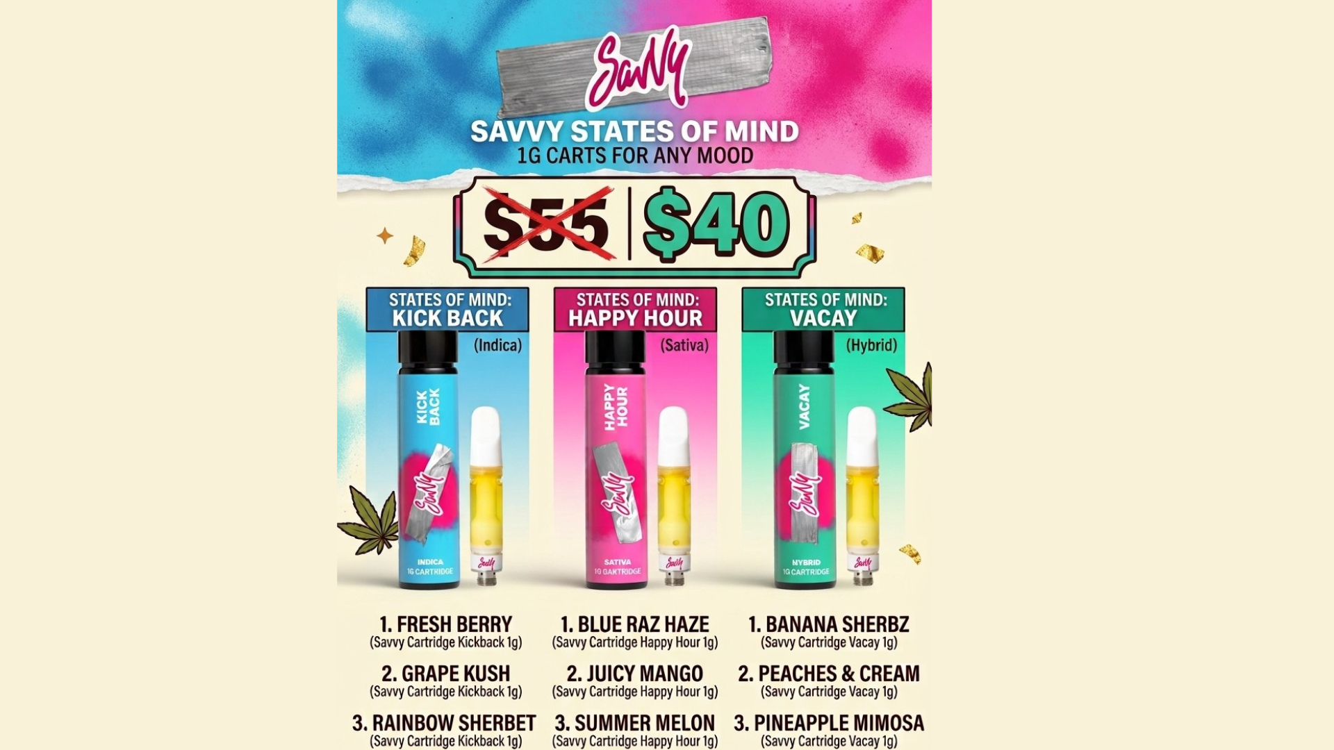 Cannabis Promo, Cannabis Sales, Cannabis Discounts, Cannabis on Sale, SAVVY SALE $15 OFF