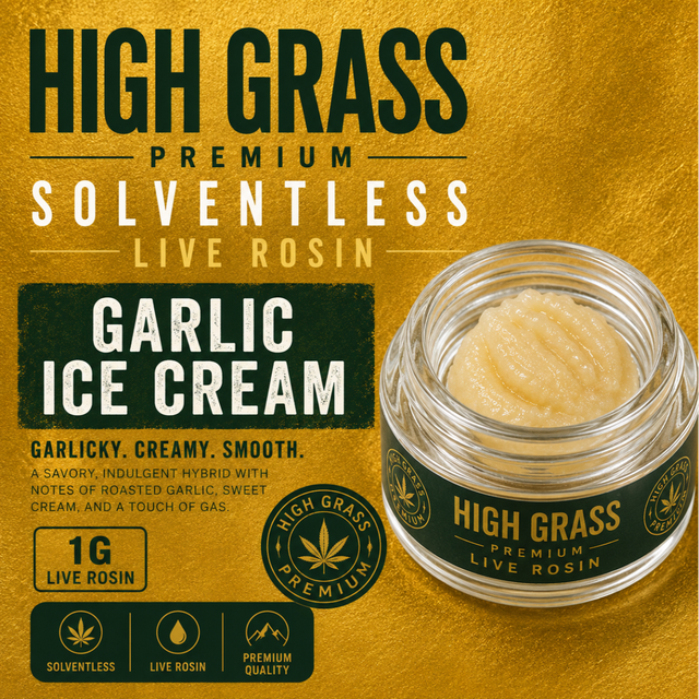 LTO Garlic Ice Cream Cold Cured Live Hash Rosin High Grass Premium