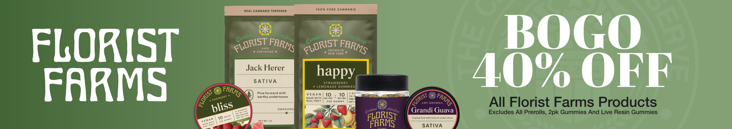 Cannabis Promo, Cannabis Sales, Cannabis Discounts, Cannabis on Sale, Select Florist Farms Mix & Match BOGO 40%