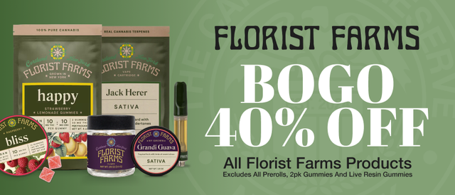 Cannabis Promo, Cannabis Sales, Cannabis Discounts, Cannabis on Sale, Select Florist Farms Mix & Match BOGO 40%