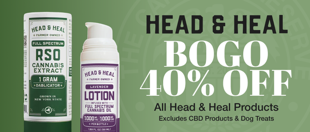 Cannabis Promo, Cannabis Sales, Cannabis Discounts, Cannabis on Sale, Head & Heal BOGO 50%
