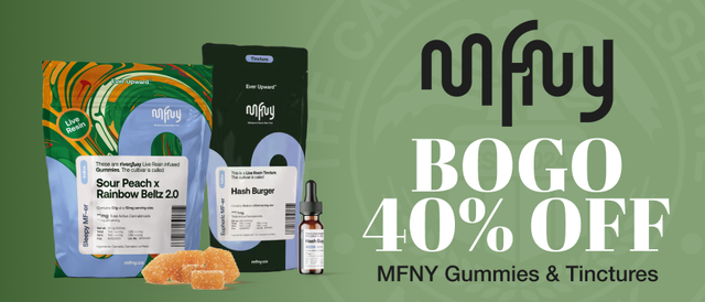 Cannabis Promo, Cannabis Sales, Cannabis Discounts, Cannabis on Sale, MFNY Select Gummies/Tinctures BOGO 40%