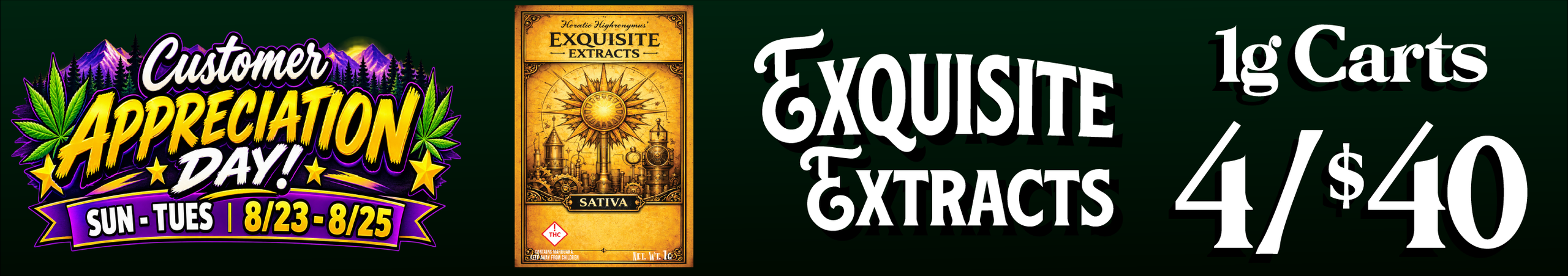 Cannabis Promo, Cannabis Sales, Cannabis Discounts, Cannabis on Sale, Exquisite Exquisite 1G Carts — 4/$40