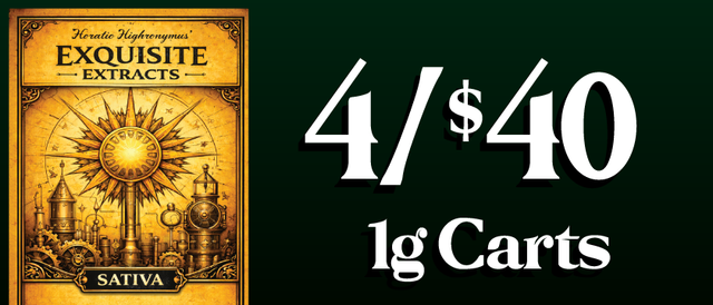 Cannabis Promo, Cannabis Sales, Cannabis Discounts, Cannabis on Sale, Exquisite Exquisite 1G Carts — 4/$40