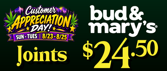 Cannabis Promo, Cannabis Sales, Cannabis Discounts, Cannabis on Sale, Bud & Mary's Joints — $24.50