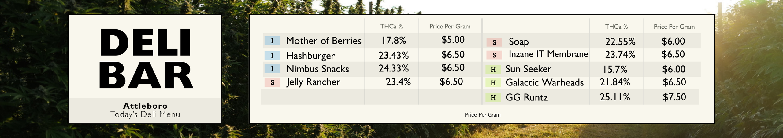 Cannabis Promo, Cannabis Sales, Cannabis Discounts, Cannabis on Sale, Deli Banner