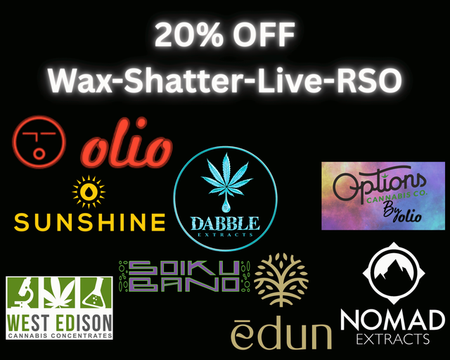 Cannabis Promo, Cannabis Sales, Cannabis Discounts, Cannabis on Sale, Saturdaze 20% off Wax, Shatter, Live, RSO