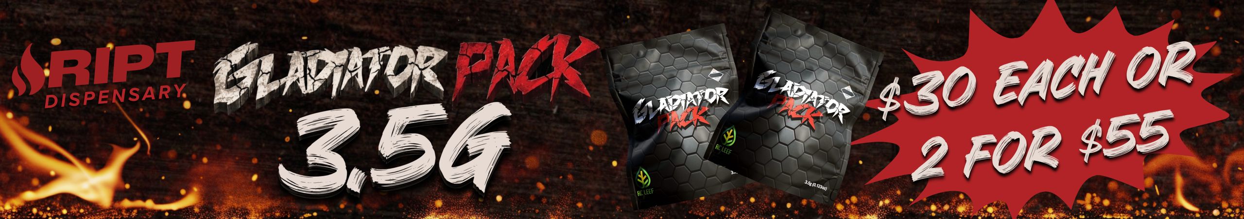 Cannabis Promo, Cannabis Sales, Cannabis Discounts, Cannabis on Sale, Gladiator Pack!