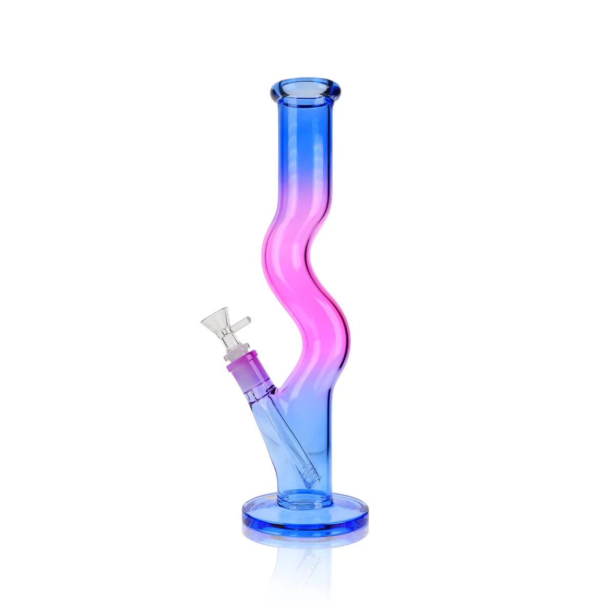 14" Glass Zig Zag Pipe - TINKERBELL GREEN Electroplated