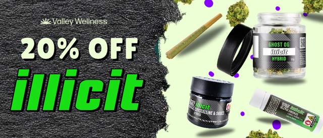 Cannabis Promo, Cannabis Sales, Cannabis Discounts, Cannabis on Sale, 20% Off Illicit!