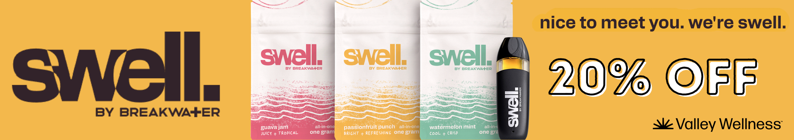 Cannabis Promo, Cannabis Sales, Cannabis Discounts, Cannabis on Sale, 20% Off Swell by Breakwater!