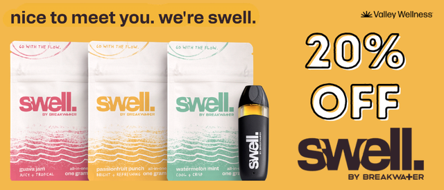 Cannabis Promo, Cannabis Sales, Cannabis Discounts, Cannabis on Sale, 20% Off Swell by Breakwater!