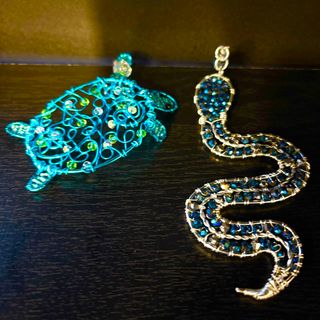 Wire Wrapped Pendant Rock Glass