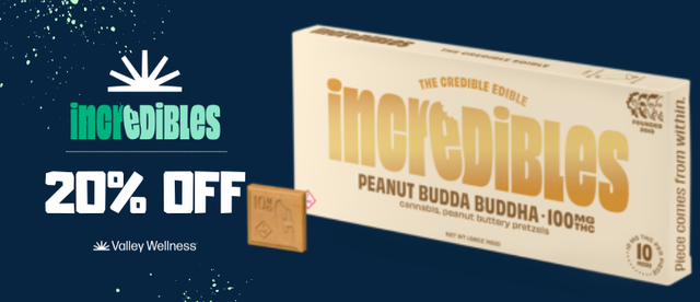 Cannabis Promo, Cannabis Sales, Cannabis Discounts, Cannabis on Sale, 20% off Incredibles Chocolates
