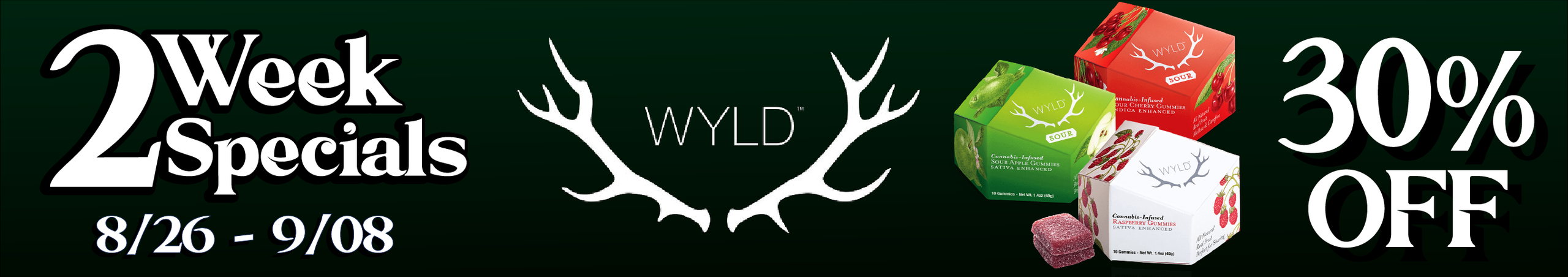Cannabis Promo, Cannabis Sales, Cannabis Discounts, Cannabis on Sale, Wyld Gummies — 30% off