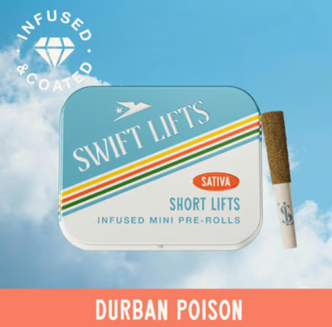 Short Lifts Infused & Kief Coated Durban Poison Verano Short Lifts Infused & Kief Coated Durban Poison Verano