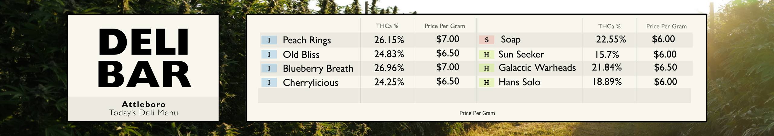 Cannabis Promo, Cannabis Sales, Cannabis Discounts, Cannabis on Sale, Deli Banner