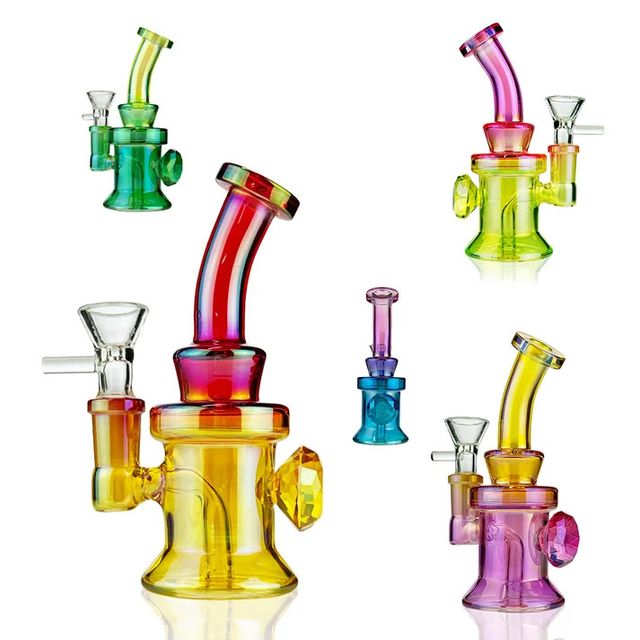 5" Diamond Water Pipe With 14mm Male Bowl
