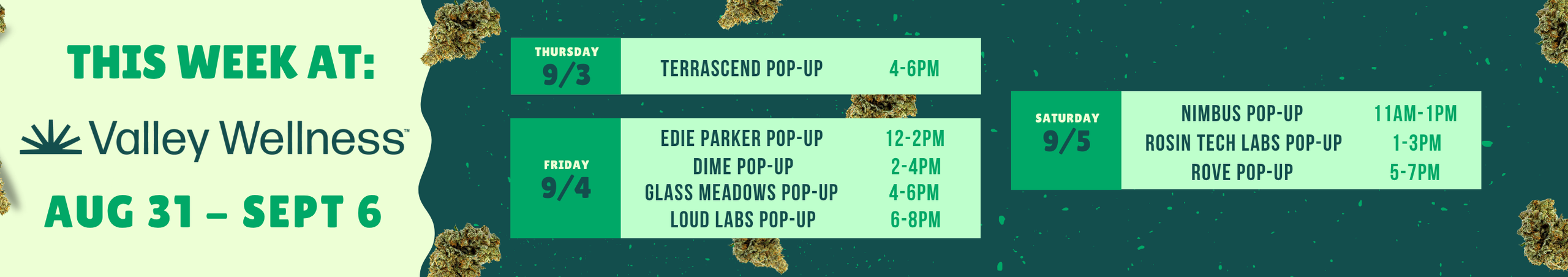 Cannabis Promo, Cannabis Sales, Cannabis Discounts, Cannabis on Sale, This Week, 8/31-9/6