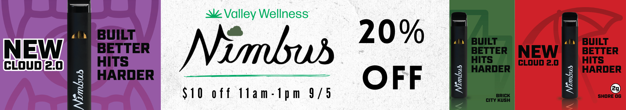 Cannabis Promo, Cannabis Sales, Cannabis Discounts, Cannabis on Sale, 20% Off Nimbus Vapes!