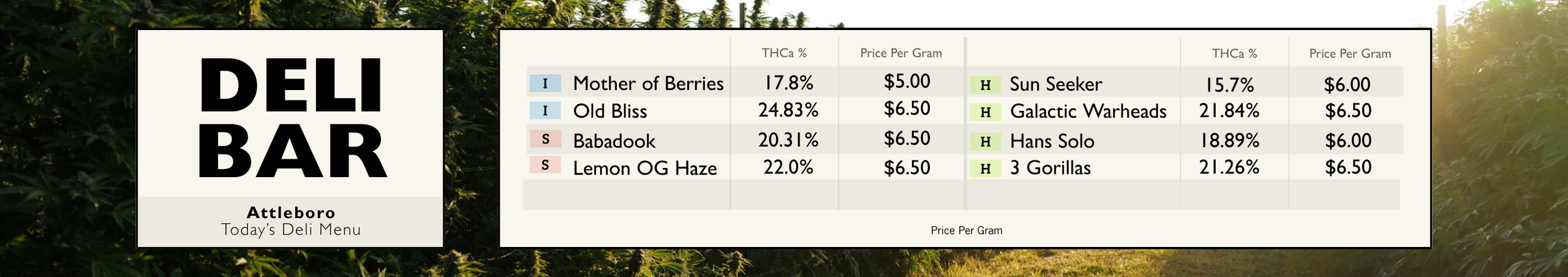 Cannabis Promo, Cannabis Sales, Cannabis Discounts, Cannabis on Sale, Deli Banner