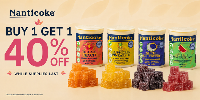 Cannabis Promo, Cannabis Sales, Cannabis Discounts, Cannabis on Sale, Nanticoke Gummies Buy 1 Get 1 40% Off