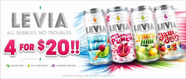 Cannabis Promo, Cannabis Sales, Cannabis Discounts, Cannabis on Sale, 4 for $20 Levia