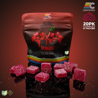 Black Cherry Rubies 1:1 CBD:THC Certified Cultivators Black Cherry Rubies 1:1 CBD:THC Certified Cultivators
