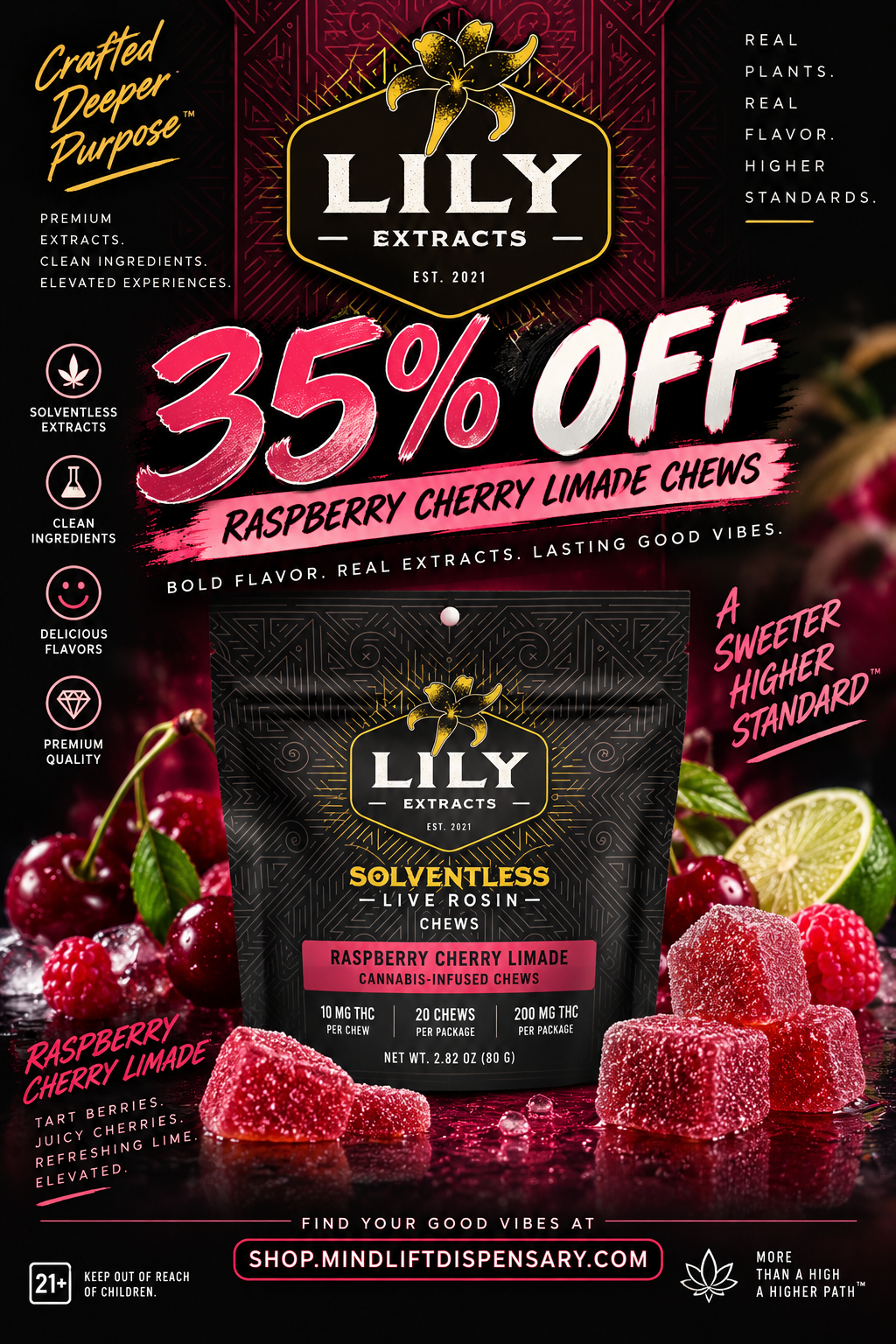 Cannabis Promo, Cannabis Sales, Cannabis Discounts, Cannabis on Sale, 35% OFF CHERRY LIMEADE ROSIN GUMMIES