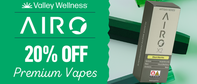 Cannabis Promo, Cannabis Sales, Cannabis Discounts, Cannabis on Sale, 20% Off AIRO!