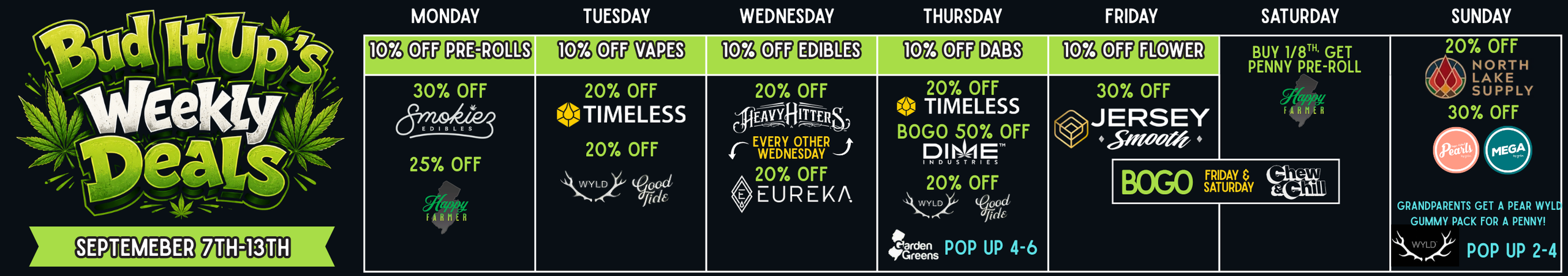 Cannabis Promo, Cannabis Sales, Cannabis Discounts, Cannabis on Sale, WEEKLY DEALS 