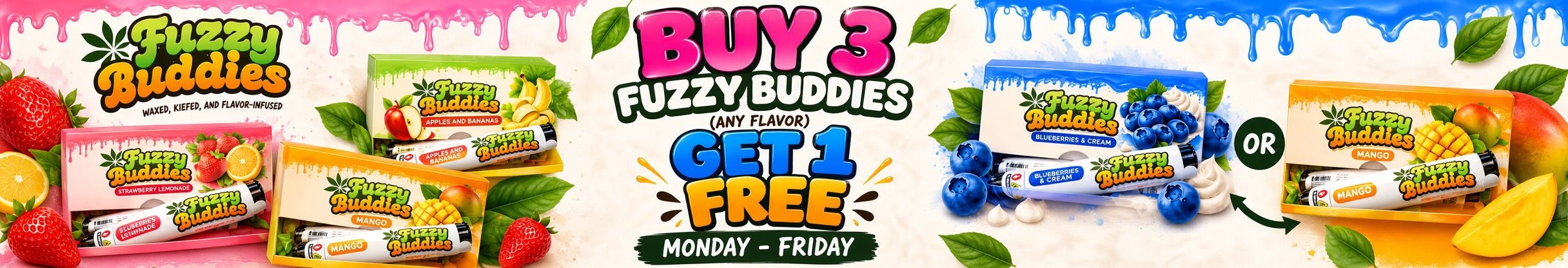 Cannabis Promo, Cannabis Sales, Cannabis Discounts, Cannabis on Sale, FUZZY BUDDIES PROMO 🫐🥭