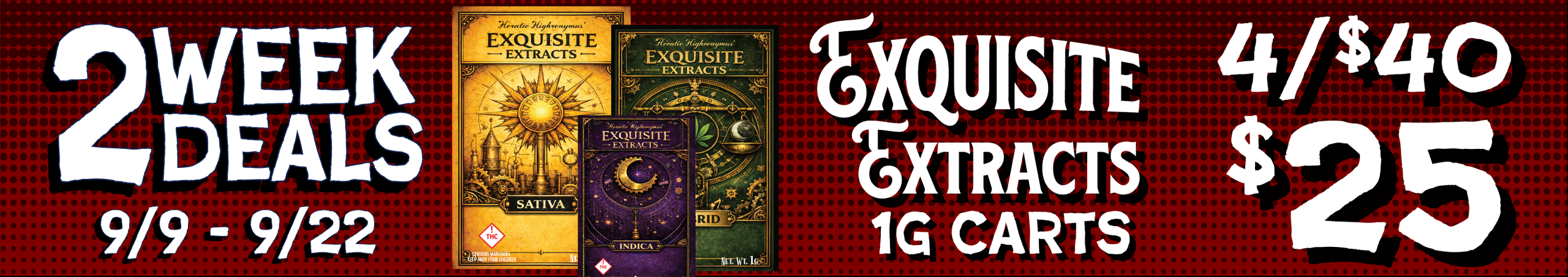 Cannabis Promo, Cannabis Sales, Cannabis Discounts, Cannabis on Sale, Exquisite Extracts Carts 1g — 4/$40